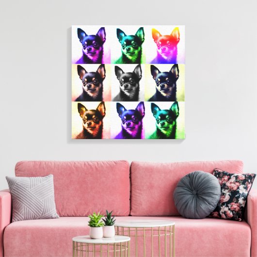 Chihuahua's eindeloze liefde gestrekte canvas prin (Insitu (Woonkamer))