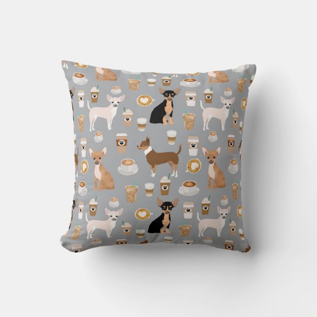 Chihuahuas en Coffee gooien kussen (Voorkant)