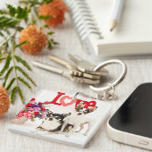 Chihuahua's, Flowers en Love Sleutelhanger (Voorkant Rechts)