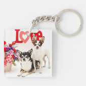 Chihuahua's, Flowers en Love Sleutelhanger (Achterkant)