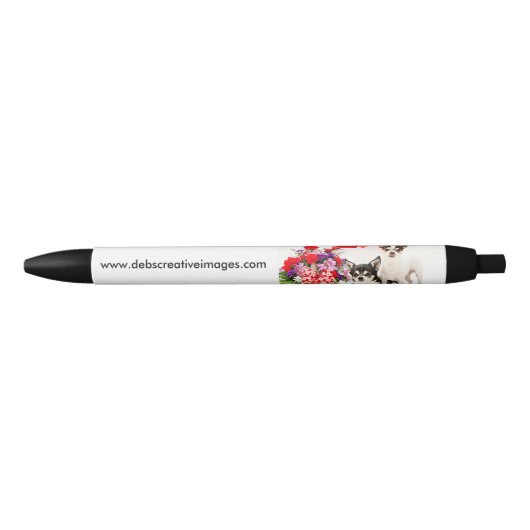 Chihuahua's, Flowers en Love Zwarte Inkt Pen (Voorkant)