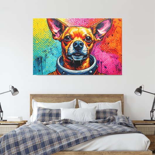 CHIHUAHUAS IN DE RUIMTE 9 CANVAS AFDRUK (Insitu (Slaapkamer))