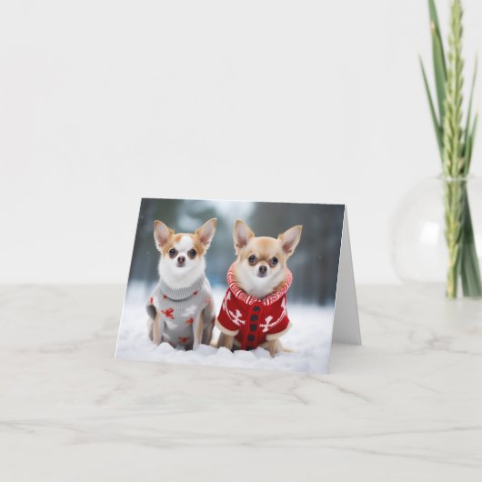 Chihuahuas Kerst Kaart (Voorkant)