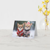 Chihuahuas Kerst Kaart (Gele Bloem)
