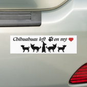 Chihuahuas links Paw Prints mijn Hart Fun Dog Quot Bumpersticker (Op auto)