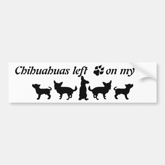 Chihuahuas links Paw Prints mijn Hart Fun Dog Quot Bumpersticker (Voorkant)