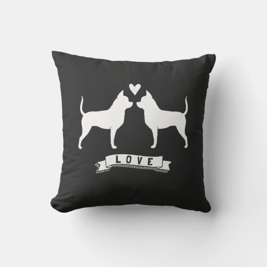 Chihuahuas Love - Dog Silhouettes w/Heart Kussen (Voorkant)