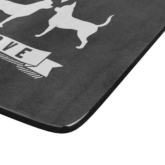 Chihuahuas Love - Dog Silhouettes w/Heart Snijplank (Hoek)