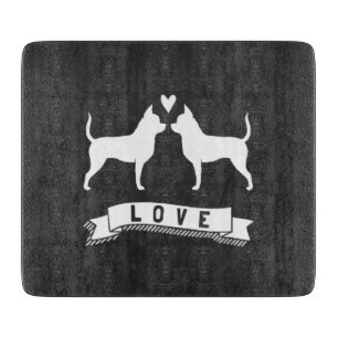 Chihuahuas Love - Dog Silhouettes w/Heart Snijplank