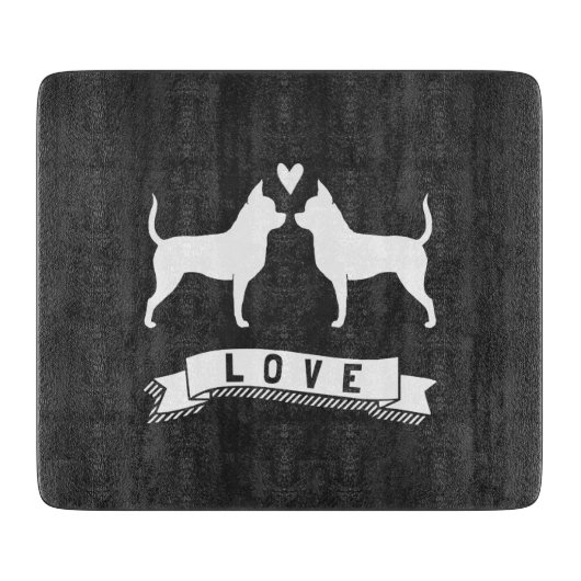 Chihuahuas Love - Dog Silhouettes w/Heart Snijplank (Voorkant)