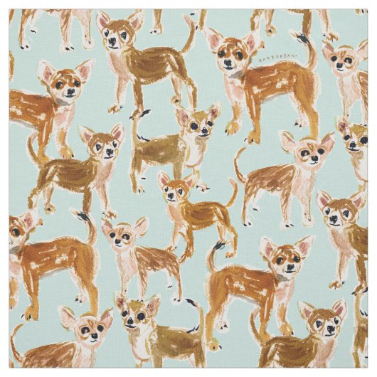 CHIHUAHUAS Painterly Waterverf Dog Stof (Swatch)
