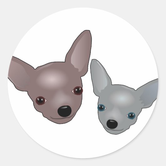 Chihuahuas Ronde Sticker (Voorkant)