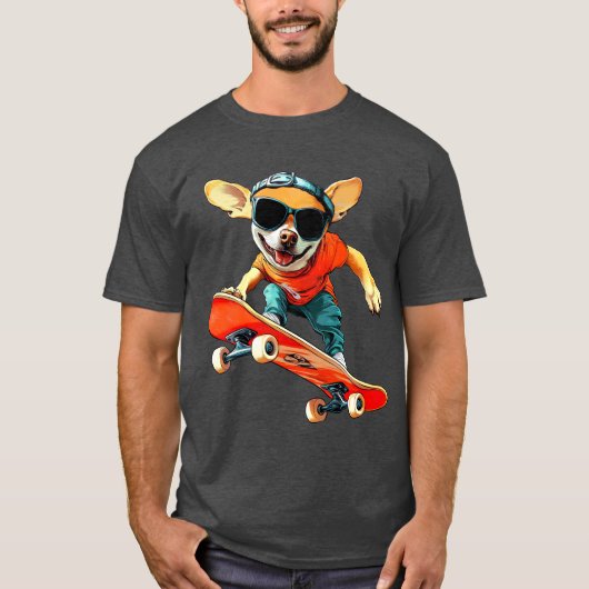 Chihuahua's skateboard T-shirt (Voorkant)