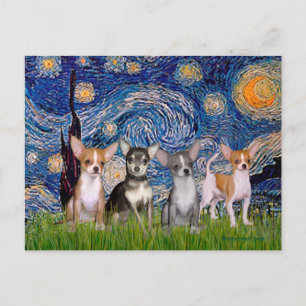 Chihuahua's (vier) - De sterrenhemel Briefkaart
