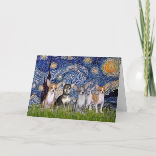 Chihuahuas (vier) - Sterrennacht Kaart (Voorkant)