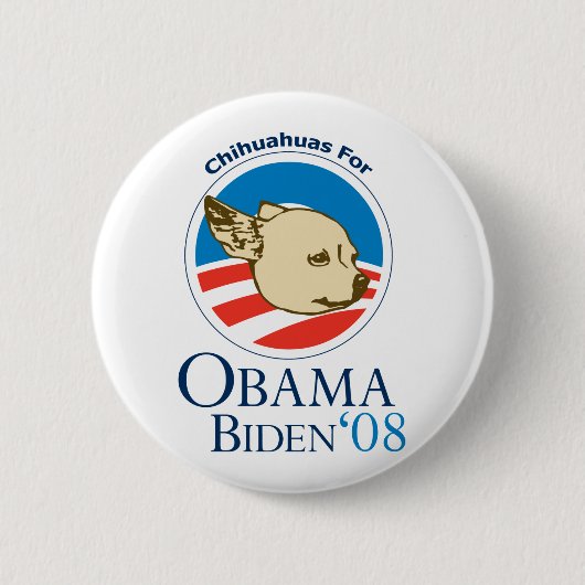 Chihuahuas voor Obama Ronde Button 5,7 Cm (Voorkant)