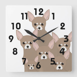 Chihuahuas Wall Clock Vierkante Klok