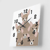 Chihuahuas Wall Clock Vierkante Klok (Hoek)
