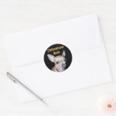 Chihuhahua kijkt naar jou ronde sticker (Envelop)