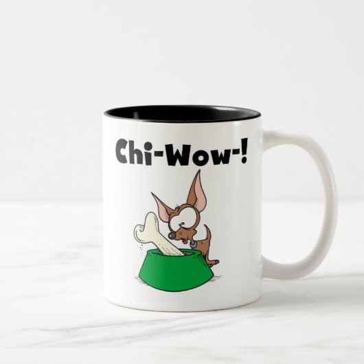 Chihuhua Chi-Wow T-shirts en geschenken Tweekleurige Koffiemok (Rechts)