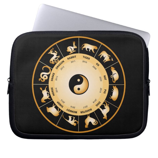 Chiinese Zodiac Wheel Laptop Sleeve (Voorkant)