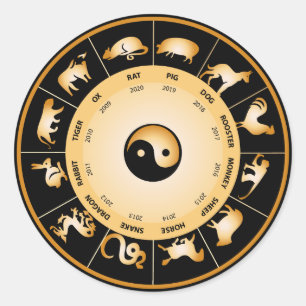 Chiinese Zodiac Wheel Ronde Sticker