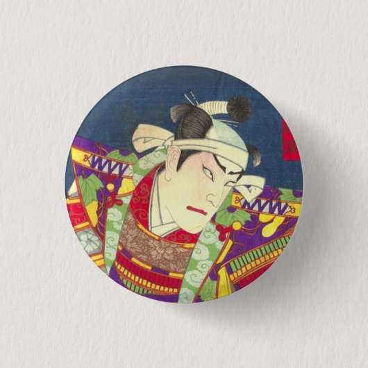 Chikanobu Samurai 1:5 Ronde Button 3,2 Cm (Voorkant)