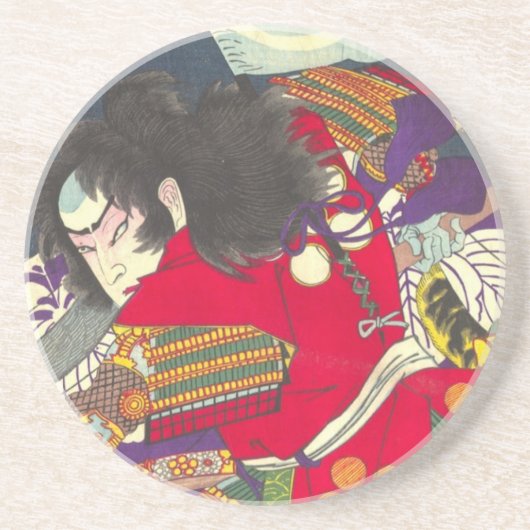 Chikanobu Samurai 3:5 Zandsteen Onderzetter (Voorkant)