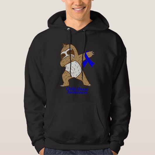Child Abuse Awareness Ribbon Dabbing Sloth Warrior Hoodie (Voorkant)
