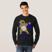 Child Abuse Awareness Ribbon Dabbing Sloth Warrior T-shirt (Voorkant volledig)