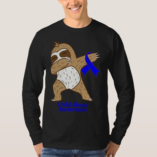 Child Abuse Awareness Ribbon Dabbing Sloth Warrior T-shirt (Voorkant)