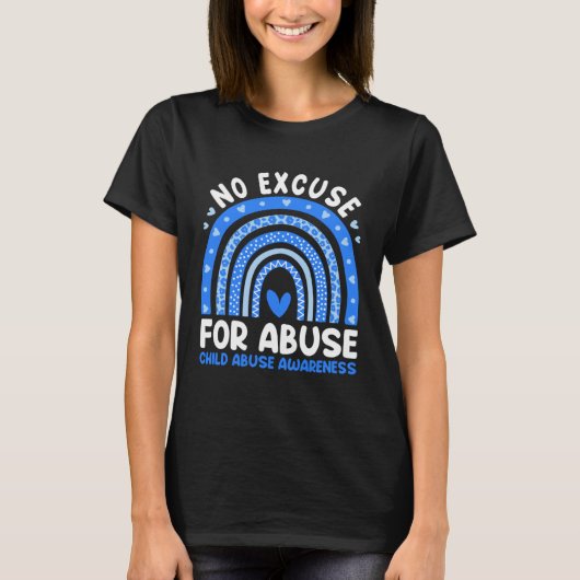 Child Abuse Prevention Awareness Month Blue Rainbo T-shirt (Voorkant)
