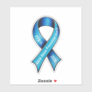 Child Abuse Prevention Month 2026 Blue Ribbon  Sticker