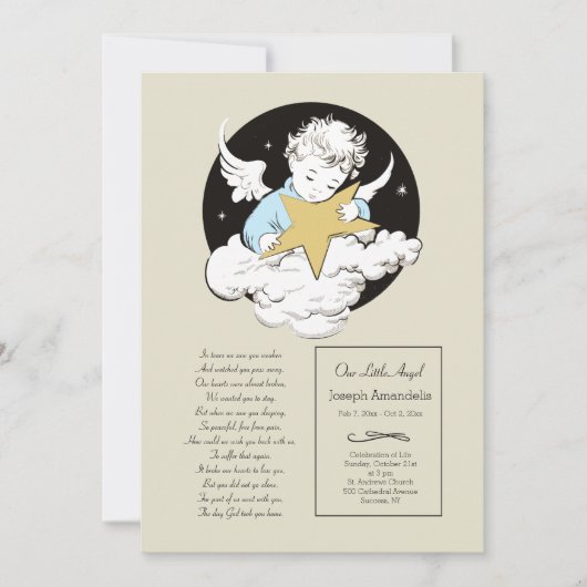 Child Angel Blue Celebration of Life Aankondiging (Voorkant)