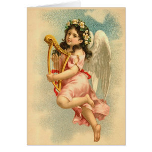 "Child Angel met Harp" Vintage