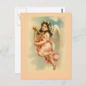 "Child Angel met Harp" Vintage Briefkaart (Voorkant / Achterkant)