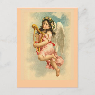 "Child Angel met Harp" Vintage Briefkaart