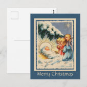 Child Angels Baby Jesus en Snowy Pine Tree Briefkaart (Voorkant / Achterkant)