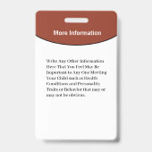 Child Baby Photo Name ID Identification Fun Card Badge (Back)