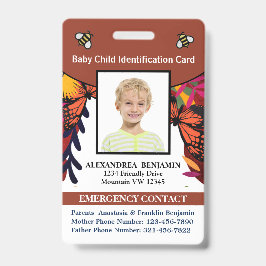 Child Baby Photo Name ID Identification Fun Card Badge