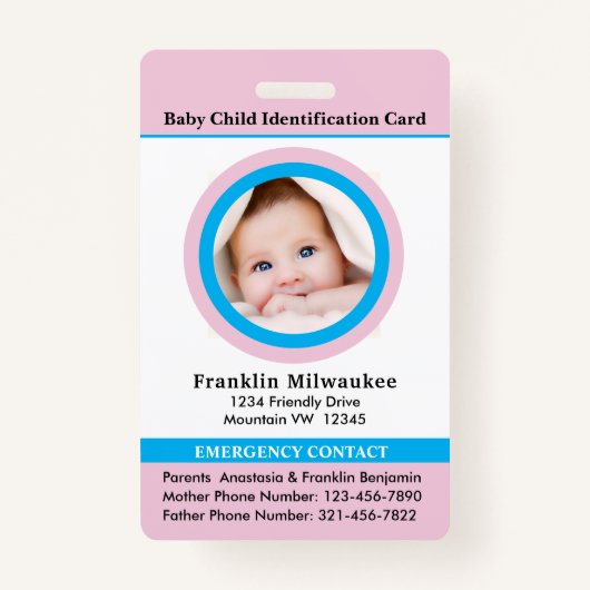 Child Boy Girl-fotoidentiteitskaart Badge (Voorkant)