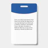 Child Boy Girl ID Identification Card Personaliser Badge (Achterkant)