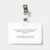 Child Boy Girl ID Identification Card Personaliser Badge (Back with Clip)