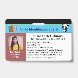 Child Boy Girl ID Identification Card Personaliser Badge