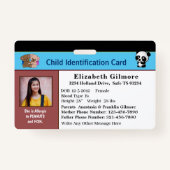 Child Boy Girl ID Identification Card Personaliser Badge (Voorkant)
