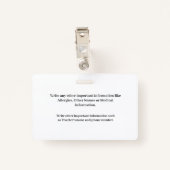 Child Boy Girl ID Identification Card Personaliser Badge (Achterkant met clip)