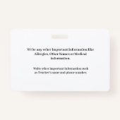 Child Boy Girl ID Identification Card Personaliser Badge (Achterkant)