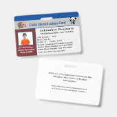 Child Boy Girl ID Identification Personalize Card Badge (Voor- en achterkant)