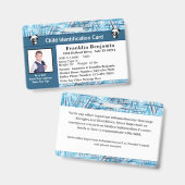 Child Boy Girl ID Identification Personalize Card Badge (Voor- en achterkant)