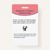 Child Boy Meisje ID Identificatie Personaliseren Badge (Achterkant)